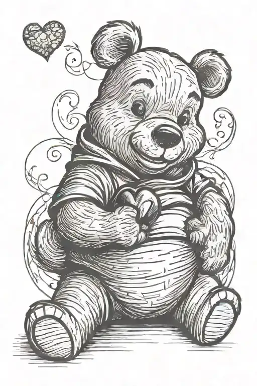 Winnie The Pooh Holding Heart Shape