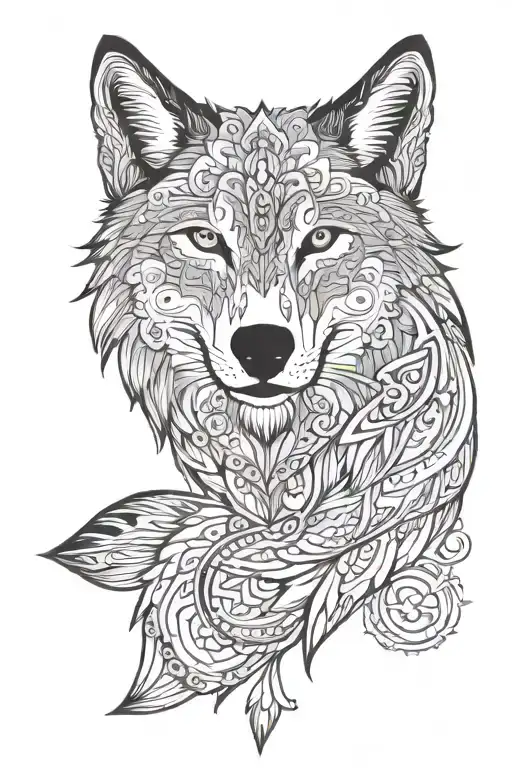 Phoneix Wolf Mandala Design Incorporating