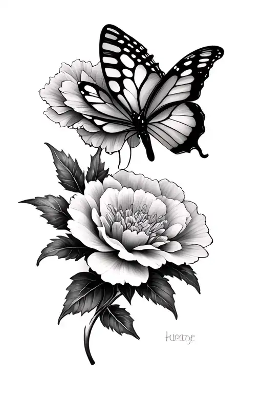 Butterfly With Carnation Flower