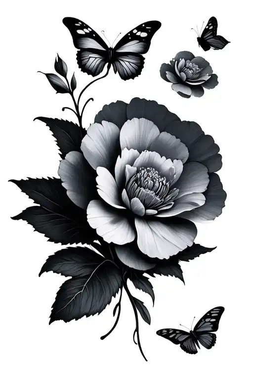 Minimalistic Butterflies With Carnation Flower