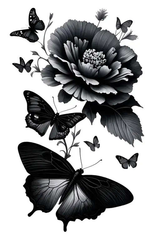 Minimalistic Butterflies With Carnation Flower