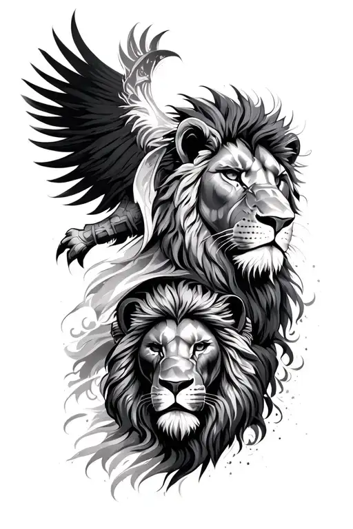 Spartan And Lion Surrounded