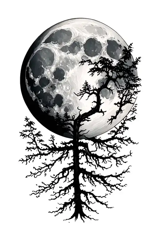 Moon With Woods Creepy