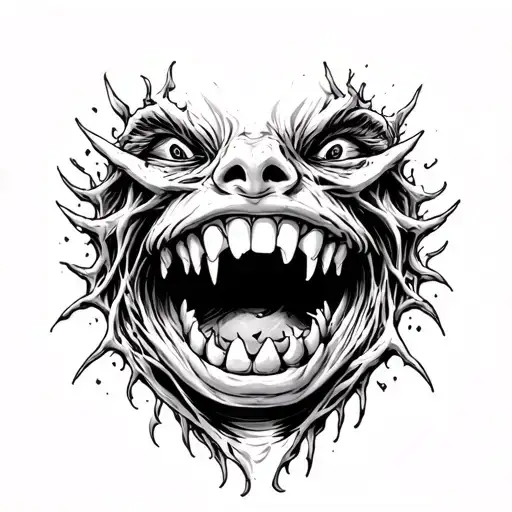 Full Sleeve Concept Body Horror Lots Of Teeth Monster Mouths And Twisted Gory Viscera