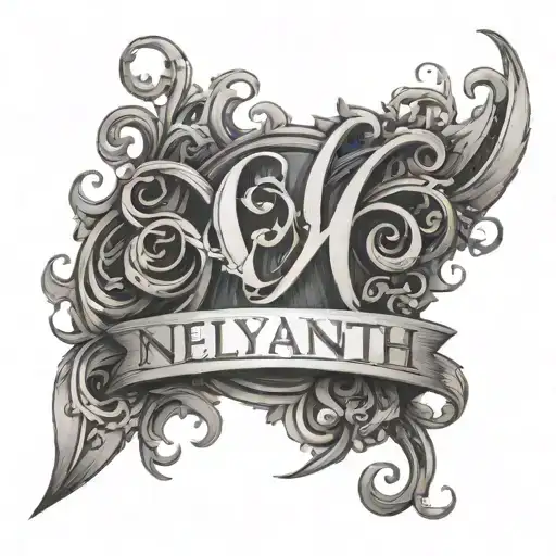 Nice Font Of The Name Nelyanth On The Side Forearm