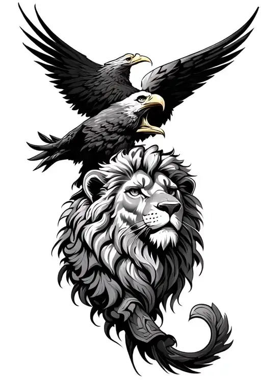 Hybrid Lion And Eagle On A Warrior Theme