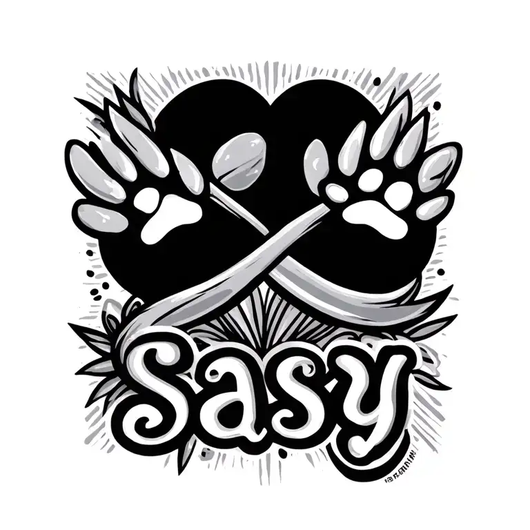 Infinity Sign With The Word Sassy And A Paw Print Merged
