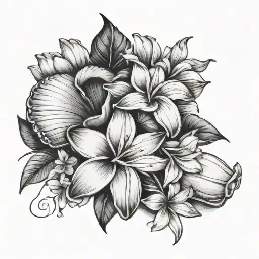 Shell And Plumeria Flower Bouquet