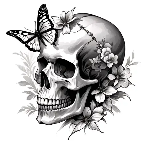 Skull And Butterflies