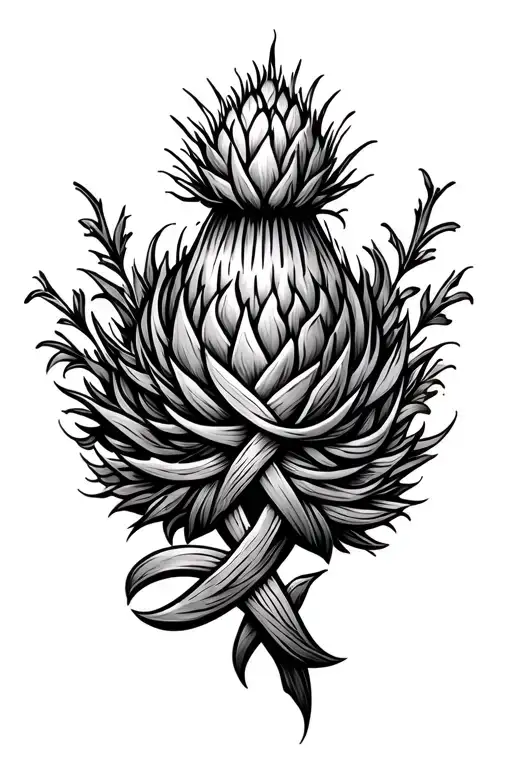 Scottish Tribal Knot And Thistle For Father And 2 Daughters