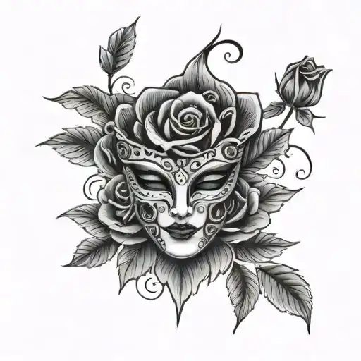 Mask And Rose Intertwined