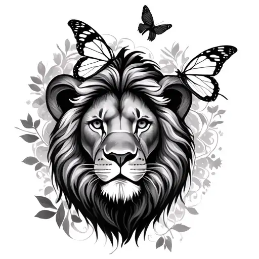 Lion With Butterfly Plus Clocks For Dates Incorporated