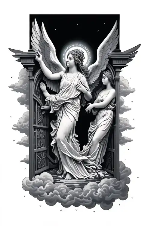 Heaven Gates And Angels And Clouds