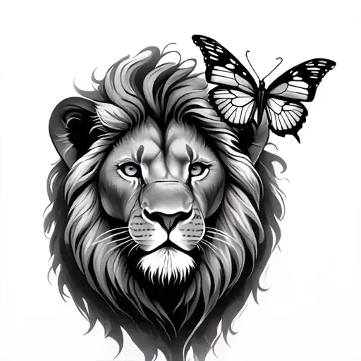 Lion With Butterfly Plus Clocks For Dates Incorporated