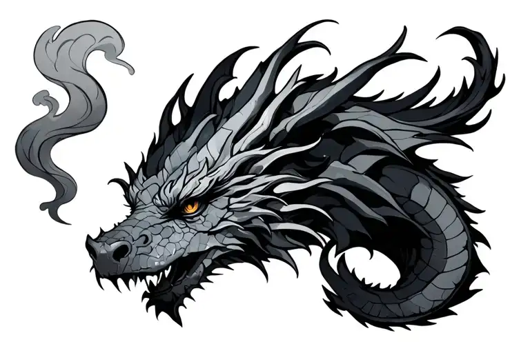 Minimalist European Dragon With Smoke Tail