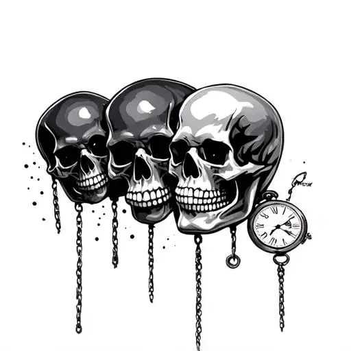 Pocket Watch Skulls Representing Dark Periods