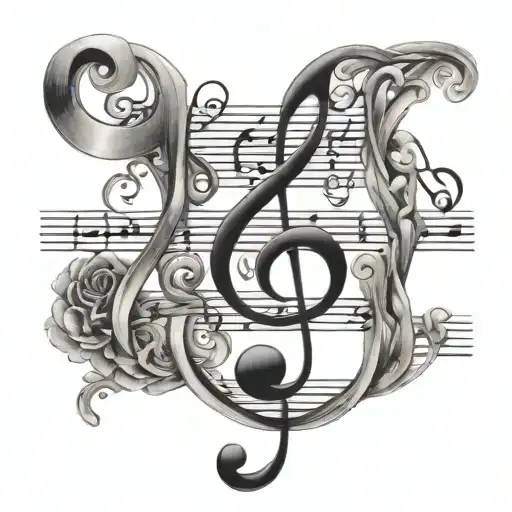 Poem Written In Elegant Calligraphy With Music Note Intertwined