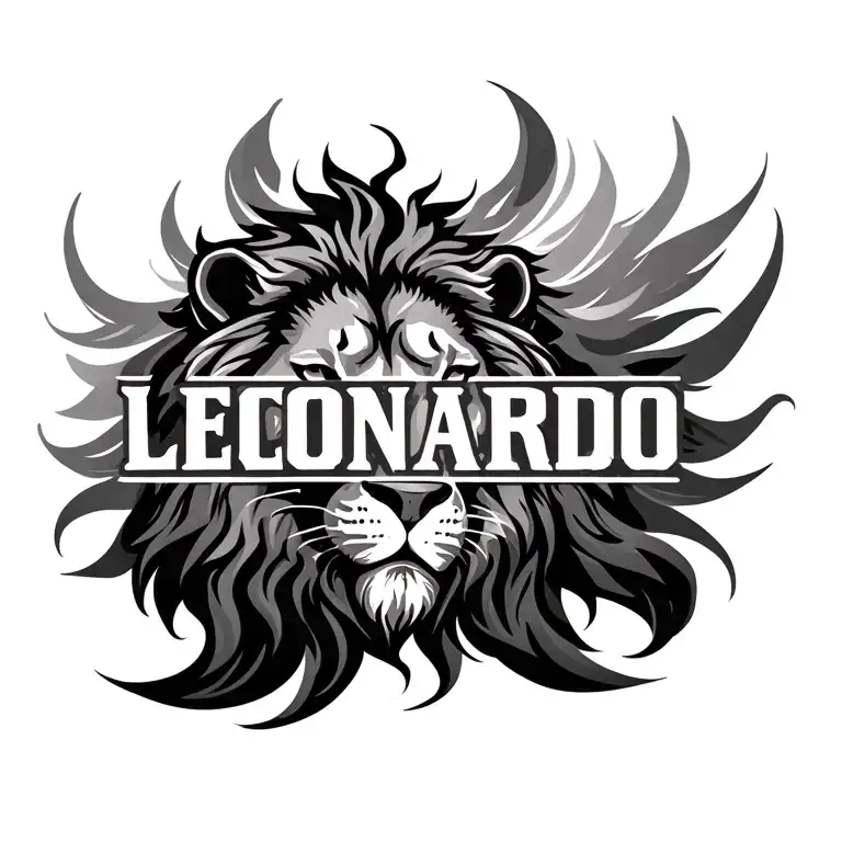 Lion Head With Name Leonardo On Chest