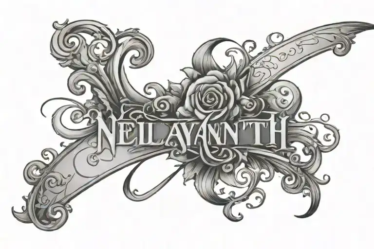 Name Nelyanth In Beautiful Font On Side Arm