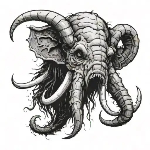 Decapitated Zombie Wooly Mammoth Face Emerging