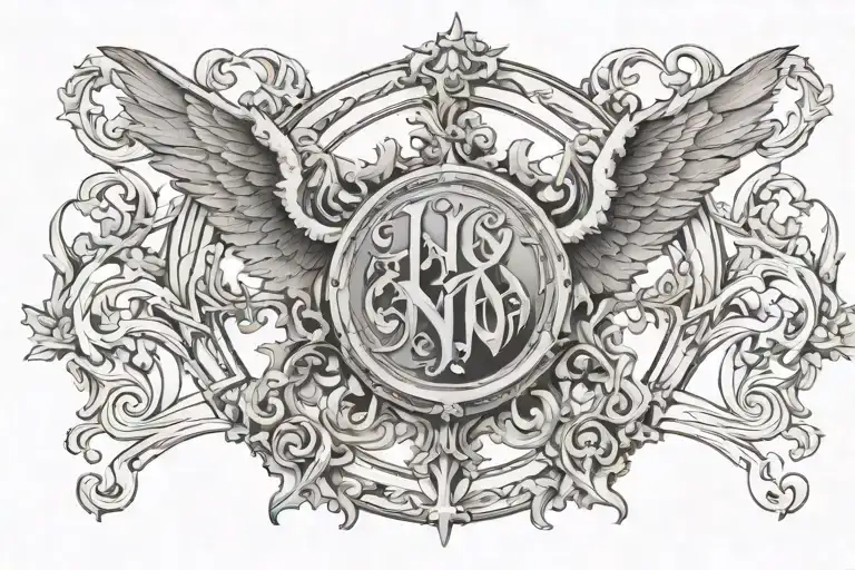 Renaissance Art Of The Name Nelyanth With Angles Surrounding It
