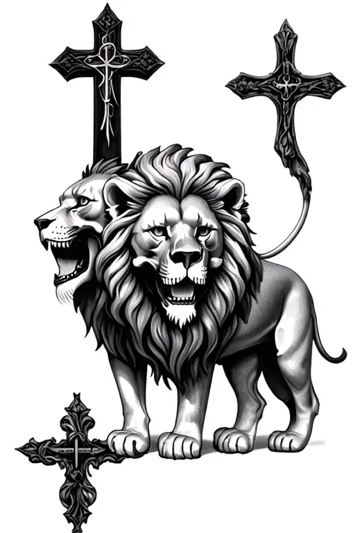 Family 5 Lion A Christian Cross Memento Mori