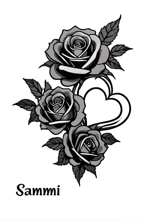 The Name Sammii With Roses And A Heart