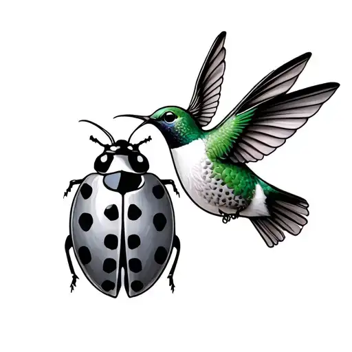 Ladybug And Humming Bird Fine Line Small