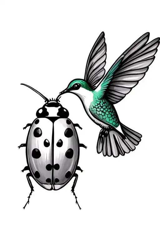 Ladybug And Humming Bird Fine Line Small
