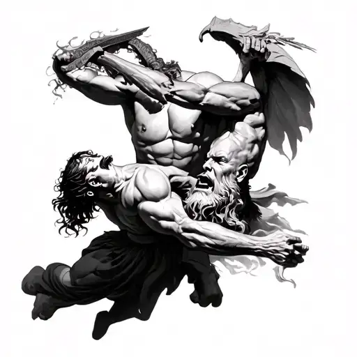 Zeus And Kratos Fighting
