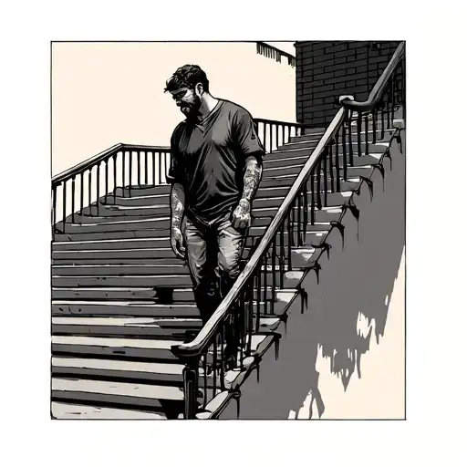 Man Walking Up Stairs