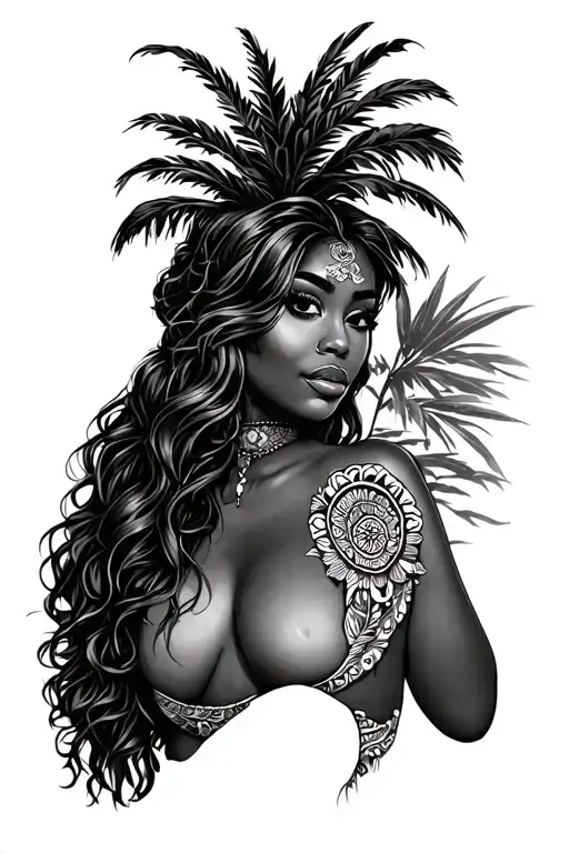 Palm Tree Sexy Chicano Girl