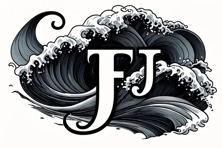 Cursive F Going Into A Wave That Goes Into A Cursive J