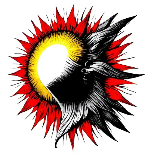 Yellow Verginia Sun With Red Background Representing