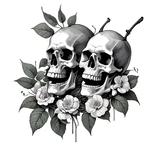 On Pears Men Two Skulls Alone In The Top In Full Height