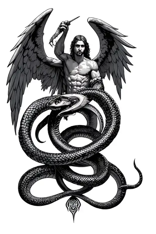 Archangel Michael Sigil And Ouroboros Snake