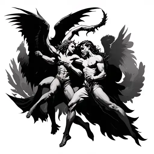 Demons And Angels Fighting Together