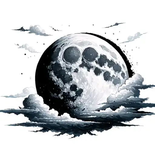 Negative Space Clouds Arroynd Moon