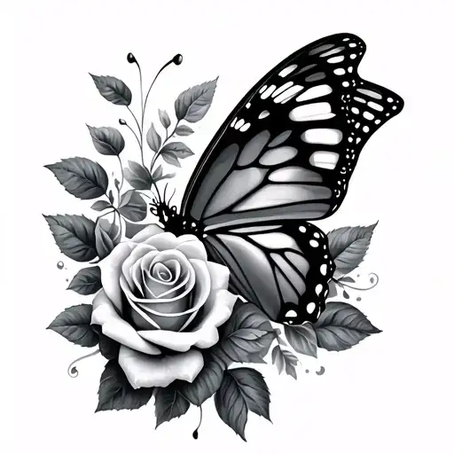 Butterfly And Roses