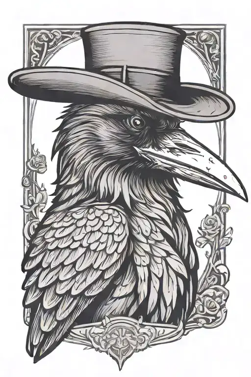 Raven With A Gentlemans Hat And Holding A Cigarette