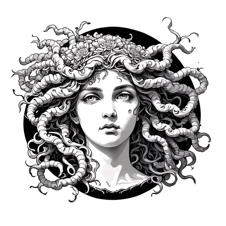 Goddess Medusa Tattoo Outline