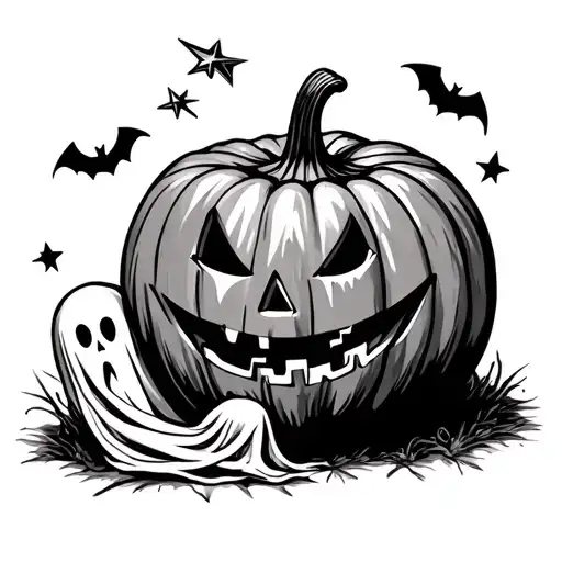 Halloween Pumpkin With Star And Ghost In Blackworth