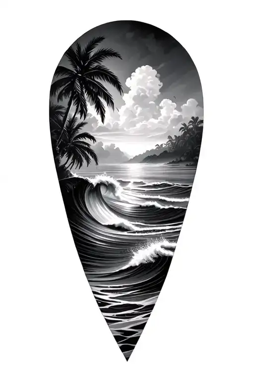 Waves And Palm Trees