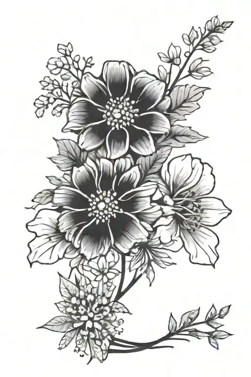 Arm Band Tattoo With Thick Black Lines And Negative Space With Wildflowers