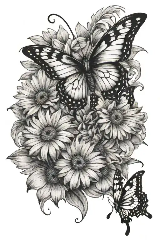 Daises With Butterflies