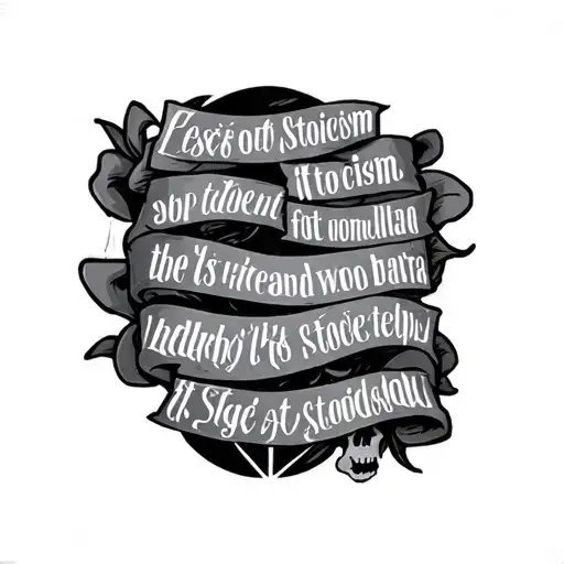 A Minimalist Tattoo Of A Quote About Stoicism With A Subtle Skull Motif