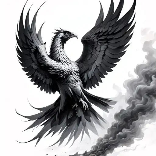 A Realistic Phoenix Rising From The Ashes Flying