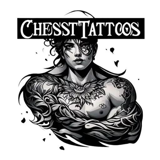 Chest Tatto Reflecting Strength Happynees