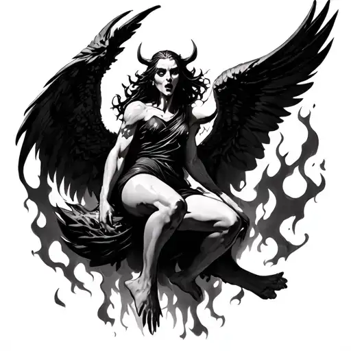Demon Hell Angel Falling In Hell