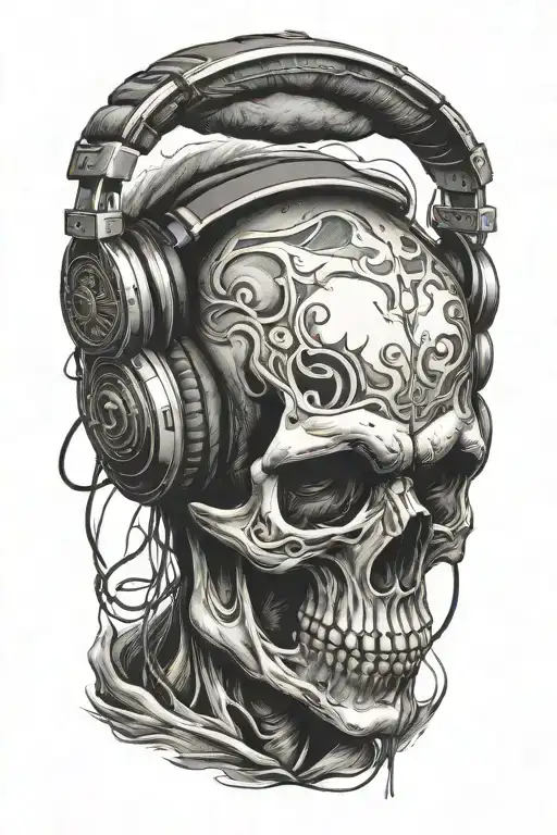 Skull Wearing Headphones